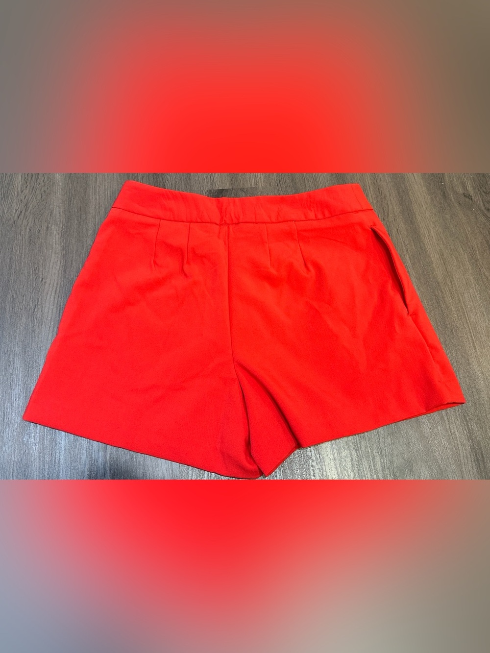 Bright Red Bold High Rise Tailored Dress Shorts Pleated Stretch Size 8 - Picture 7 of 9